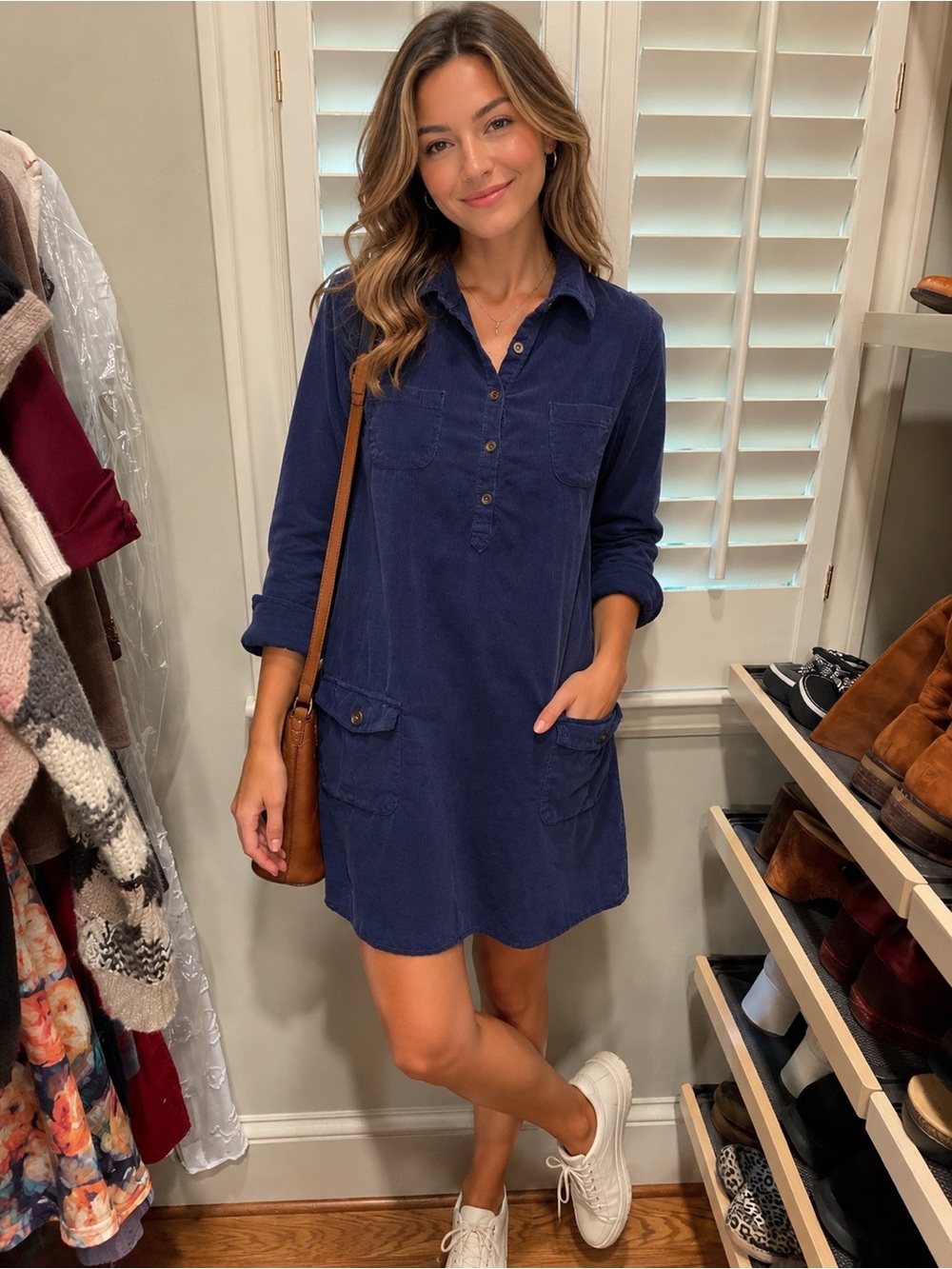Old Navy Navy Corduroy Shirt Dress | Size Small| 100% Cotton